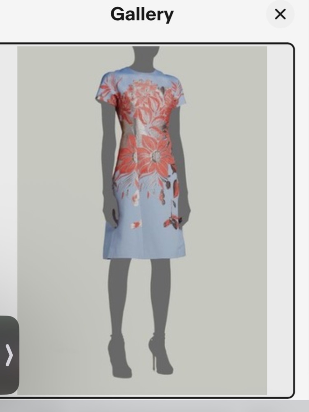 Rickie Freeman for Teri Jon Light Blue Dress with Coral Floral Embroidery Size 4 - Picture 2 of 9